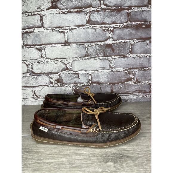 L.L. Bean Pebble Brown Leather Moccasin Slip On Loafers Shoes Men Sz 10M US/43EU - Picture 12 of 16